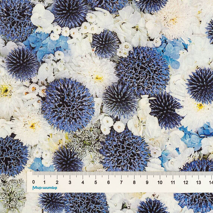 Ткань хлопок пэчворк синий, цветы, Maywood Studio (арт. AL-12336)