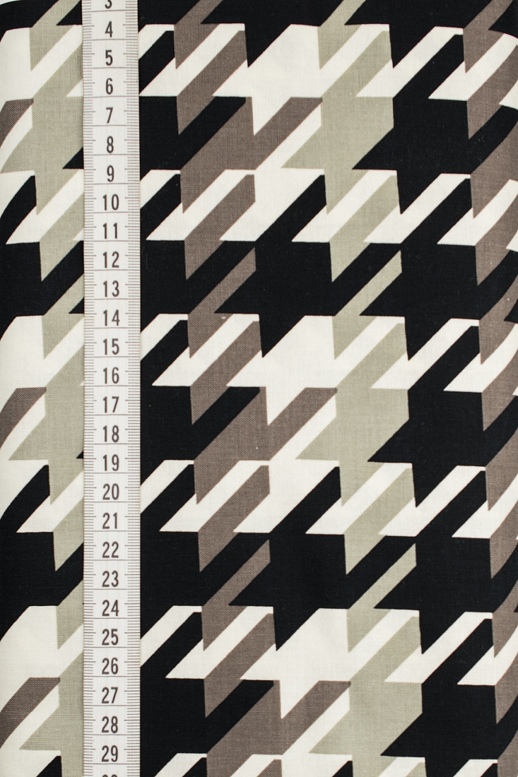 Ткань хлопок для пэчворка черный, гусиные лапки, ALFA (арт. AL-7221)