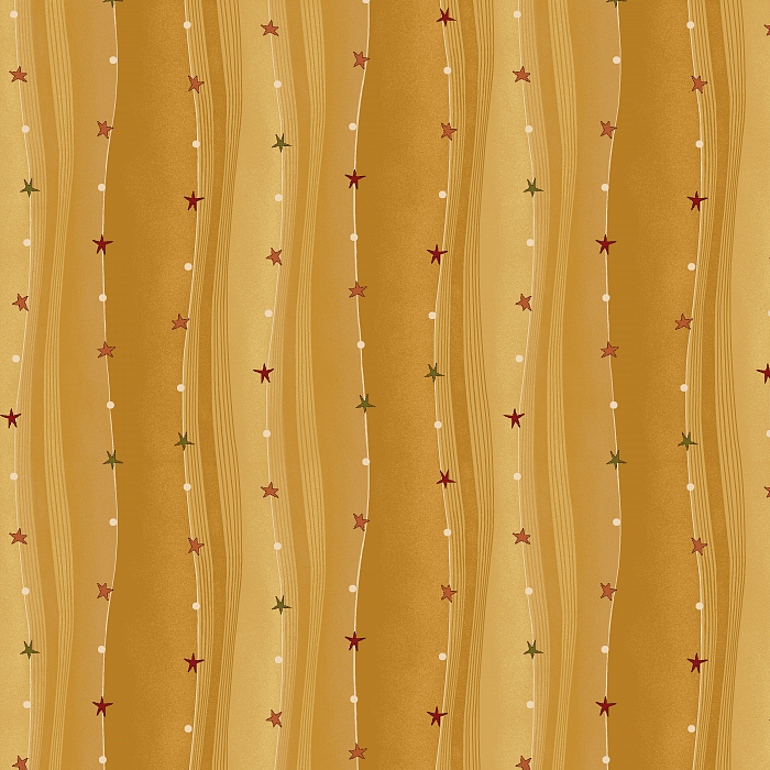 Ткань фланель пэчворк желтый коричневый, полоски звезды, Henry Glass (арт. 253061)