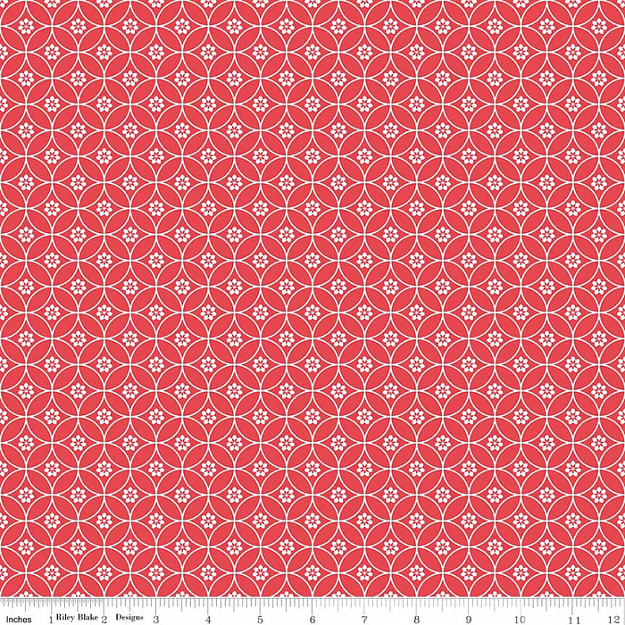 Ткань хлопок пэчворк красный, геометрия, Riley Blake (арт. C6286-RED)
