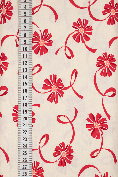 Ткань хлопок пэчворк красный бежевый, цветы, ALFA (арт. AL-6691)