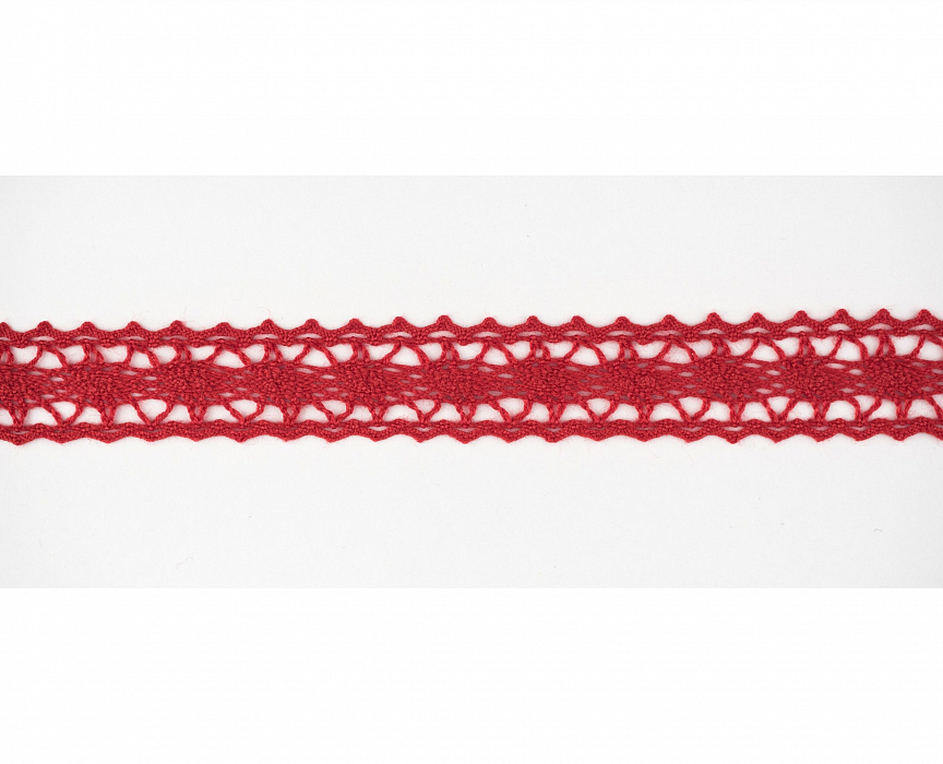 Кружево вязаное хлопковое Alfa AF-044-036 12 мм красный