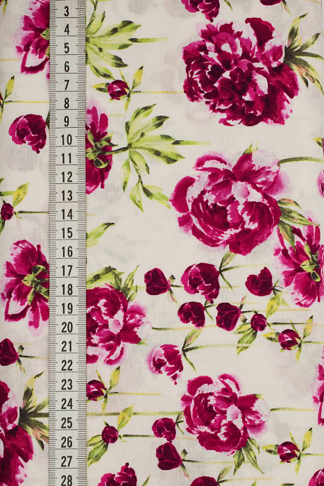 Ткань хлопок пэчворк розовый белый бордовый, цветы, ALFA (арт. 229524)