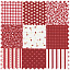 Ткань хлопок сумочные красный, ложный пэчворк, Daiwabo (арт. 113785)