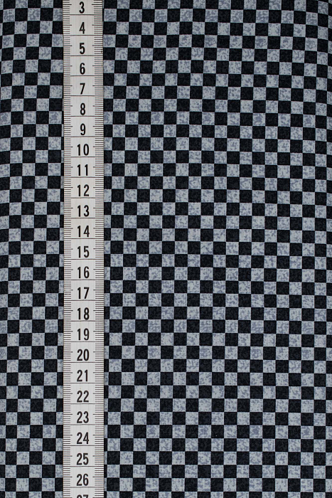 Ткань хлопок пэчворк черный серый, клетка геометрия, ALFA (арт. 225986)