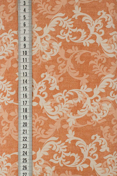 Ткань хлопок пэчворк оранжевый, завитки, ALFA (арт. 229644)