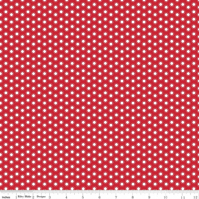 Ткань хлопок пэчворк красный, горох и точки, Riley Blake (арт. 254748)
