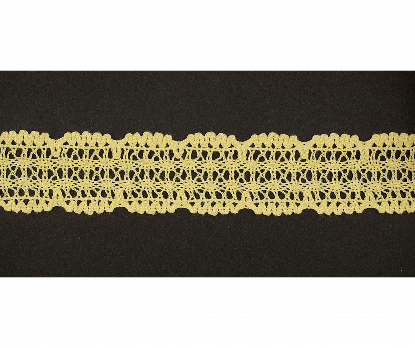 Кружево вязаное хлопковое Alfa AF-386-010 25 мм желтый