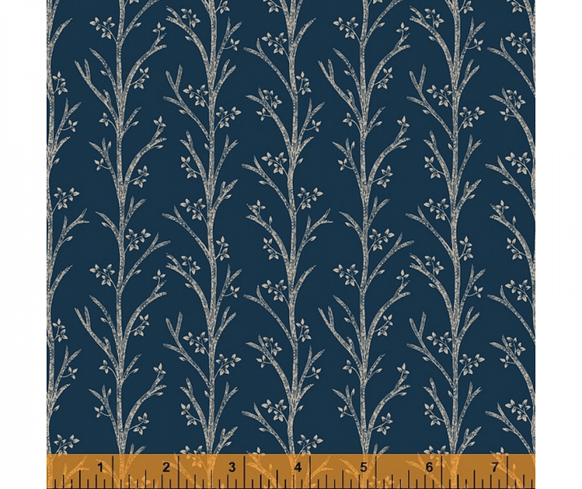 Ткань хлопок пэчворк синий, цветы, Windham Fabrics (арт. 52565-1)
