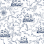Ткань хлопок пэчворк синий белый, путешествия морская тематика, Studio E (арт. 237252)
