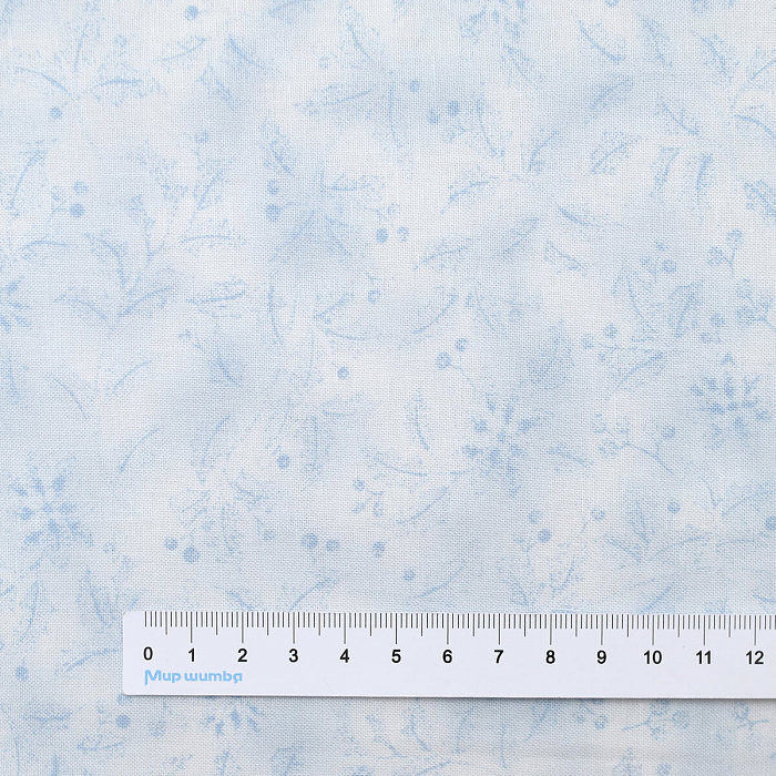 Ткань хлопок пэчворк голубой, цветы новый год флора, Moda (арт. 33675 11)