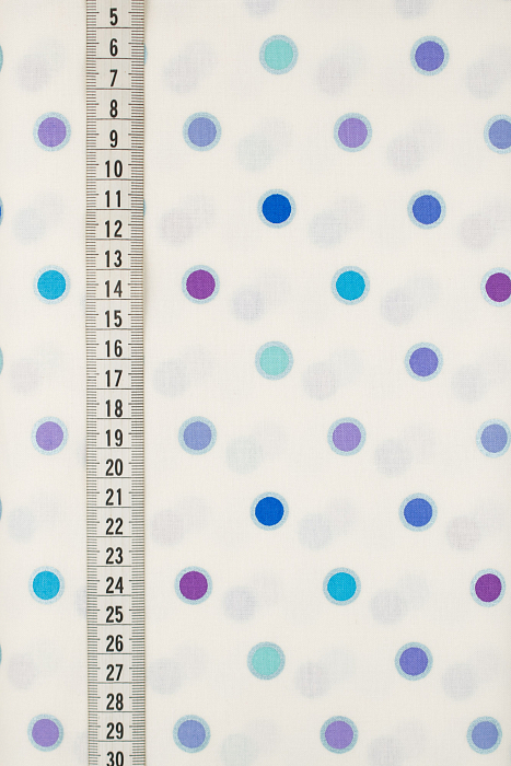 Ткань хлопок пэчворк белый разноцветные, геометрия горох и точки, ALFA (арт. AL-6253)