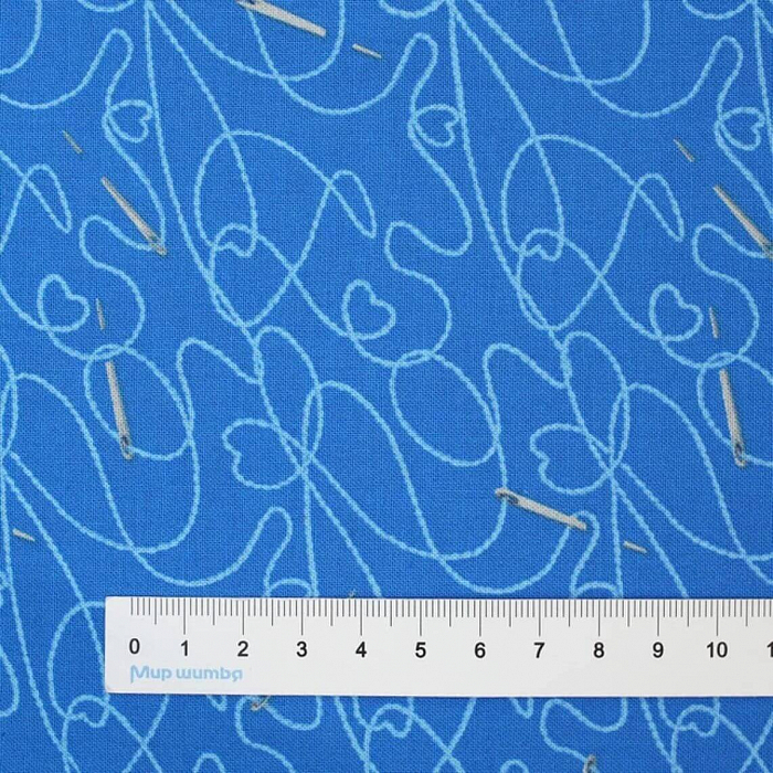 Ткань хлопок пэчворк голубой, рукоделие, Henry Glass (арт. 488-77)