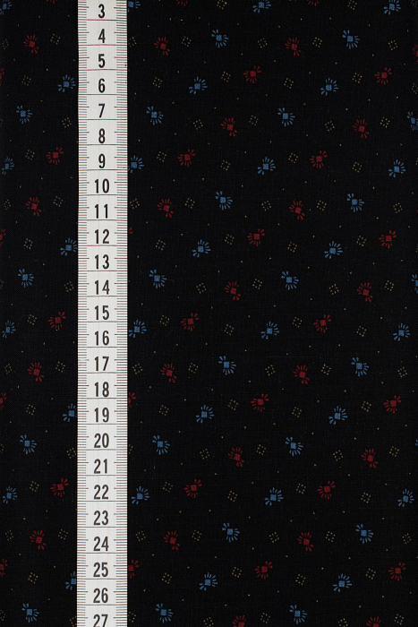 Ткань хлопок пэчворк красный черный голубой, геометрия завитки, ALFA (арт. 232424)