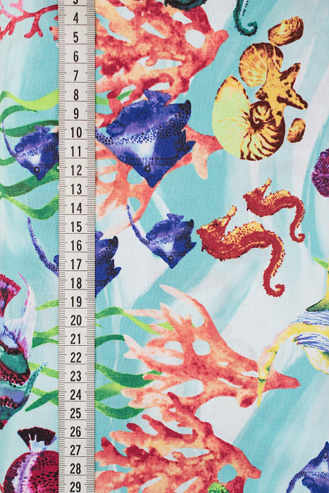 Ткань хлопок пэчворк разноцветные, морская тематика, ALFA (арт. AL-6482)