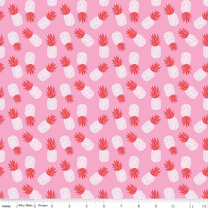 Ткань трикотаж пэчворк розовый, ягоды и фрукты, Riley Blake (арт. K7021-PINK)