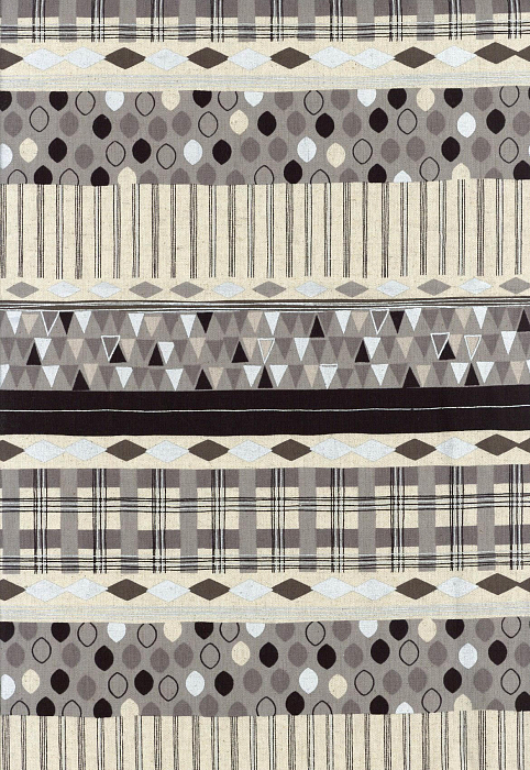 Ткань хлопок пэчворк черный бежевый серый, полоски бордюры геометрия, Lecien (арт. 231787)