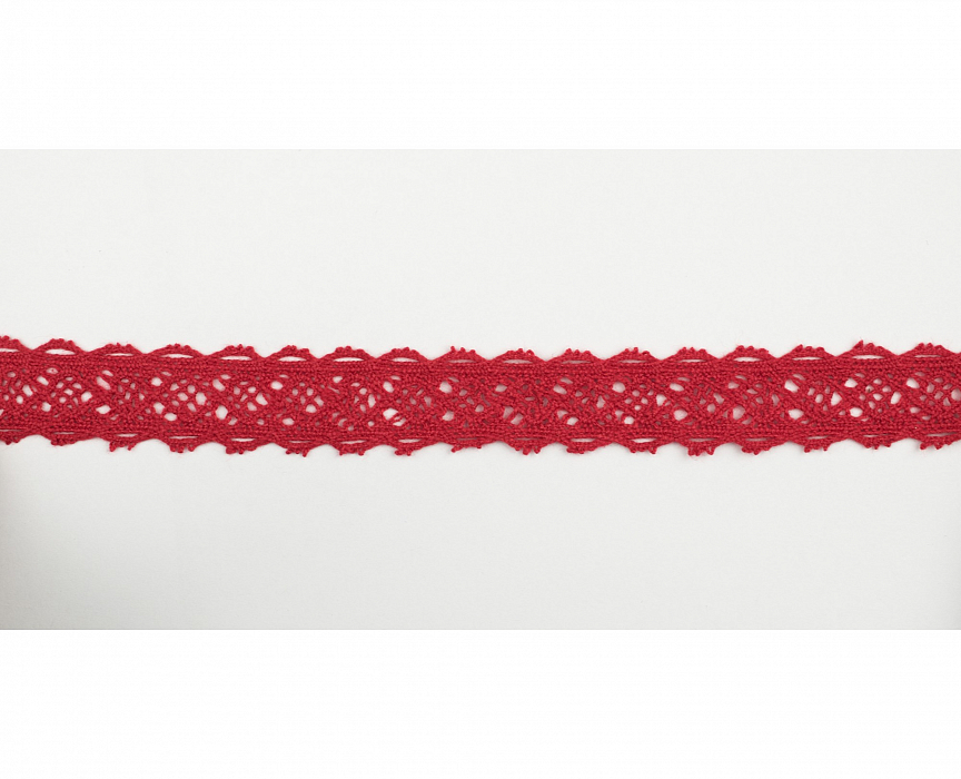 Кружево вязаное хлопковое Alfa AF-145-036 20 мм красный