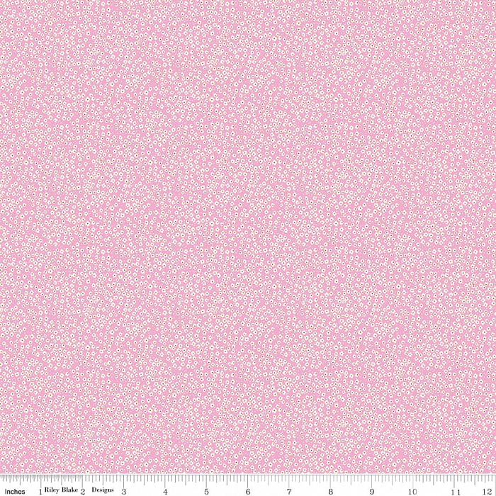 Ткань хлопок пэчворк розовый, мелкий цветочек, Riley Blake (арт. C7476-PINK)