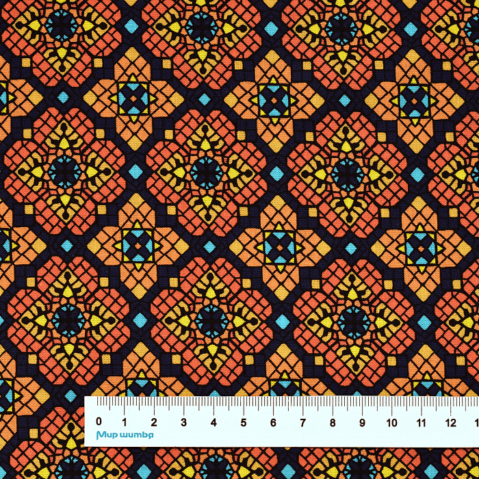 Ткань хлопок пэчворк разноцветные, ложный пэчворк необычные геометрия, Benartex (арт. 10483-79)
