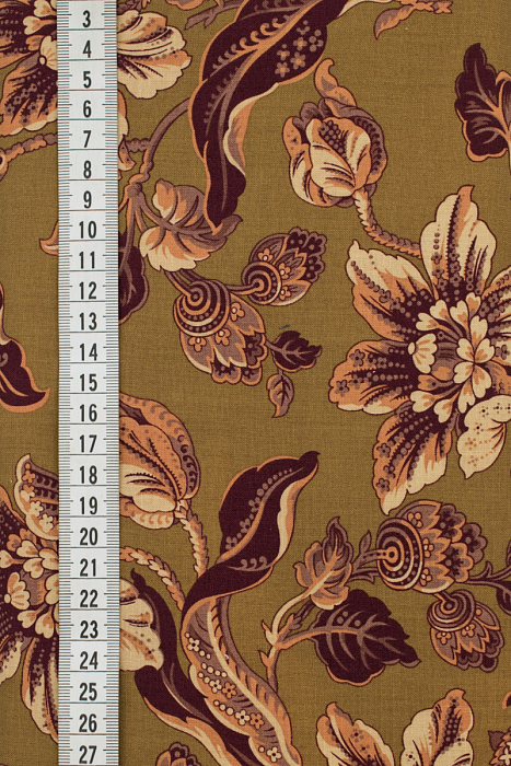Ткань хлопок пэчворк коричневый, цветы, ALFA (арт. 212981)