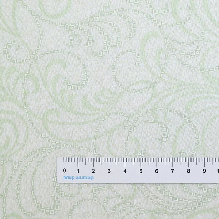 Ткань хлопок пэчворк зеленый, завитки, Benartex (арт. 0297304B)