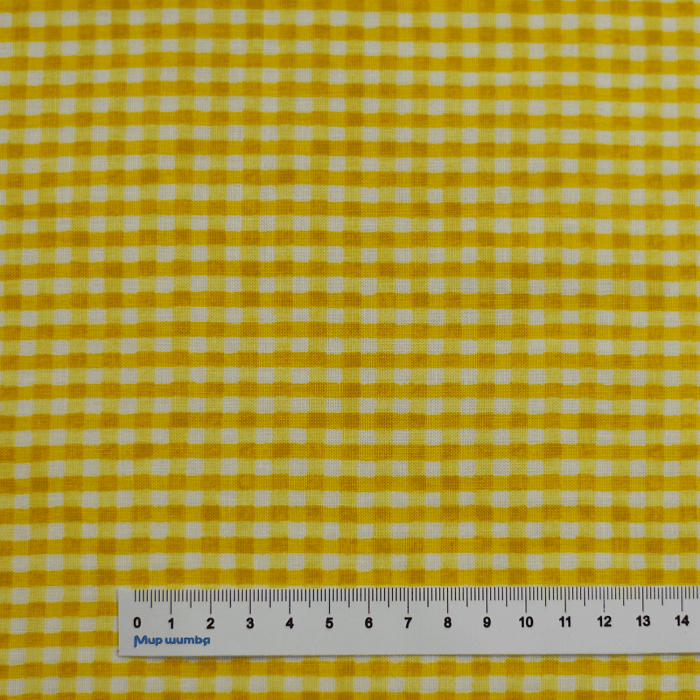 Ткань хлопок пэчворк желтый, клетка, Windham Fabrics (арт. 52444-6)