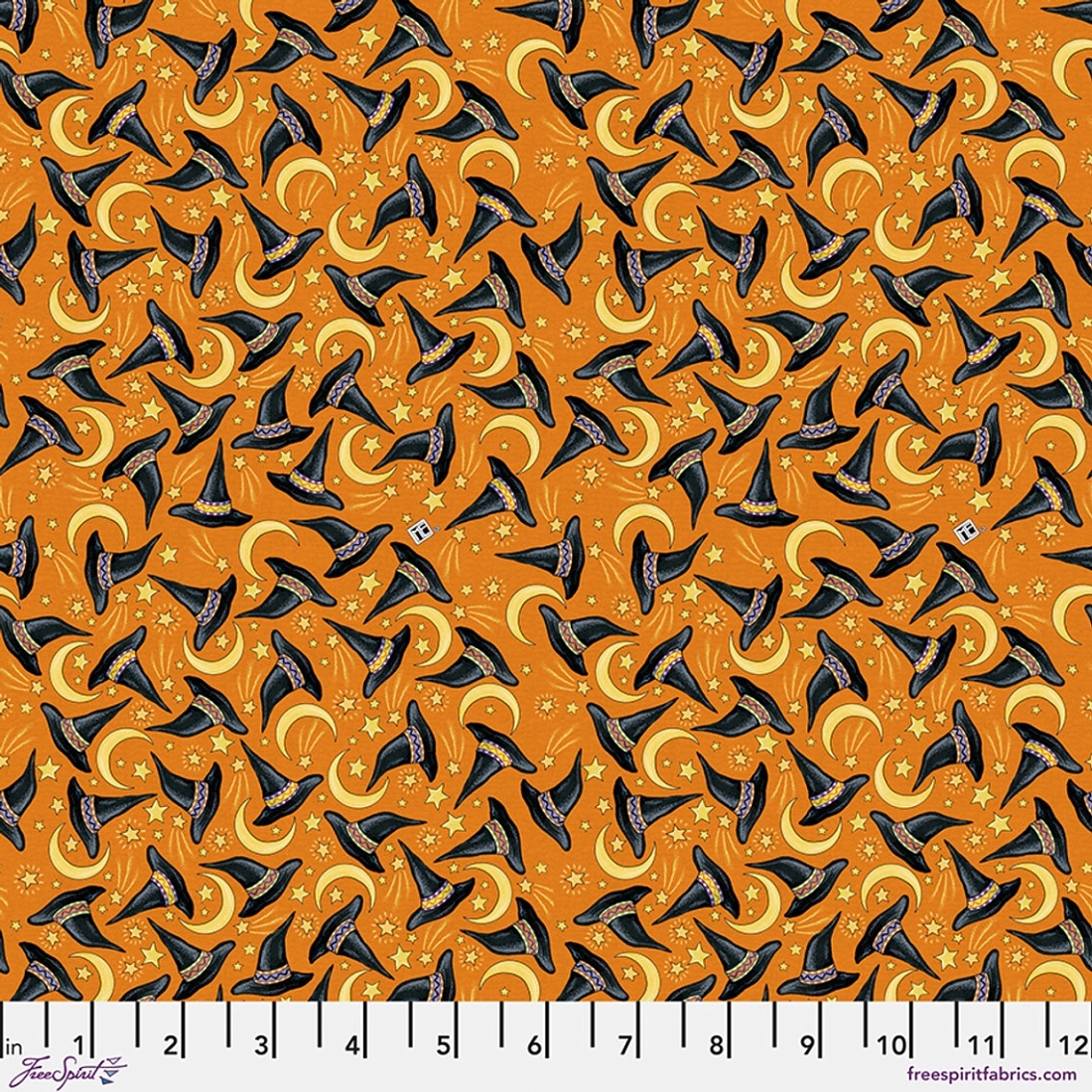 Ткань хлопок для пэчворка оранжевый, хеллоуин, FreeSpirit (арт. PWMY010.ORANGE)