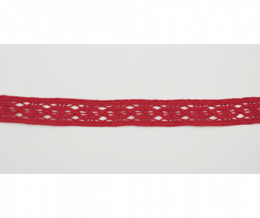 Кружево вязаное хлопковое Alfa AF-132-036 17 мм красный