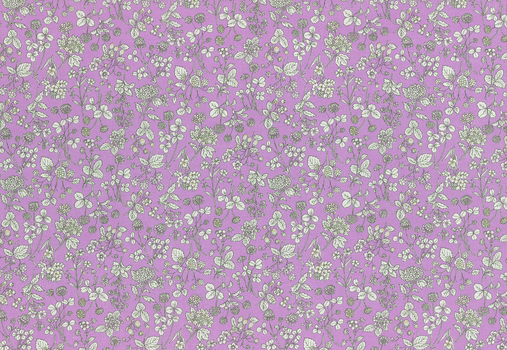 Ткань хлопок пэчворк белый сиреневый, мелкий цветочек цветы, Lecien (арт. 231662)