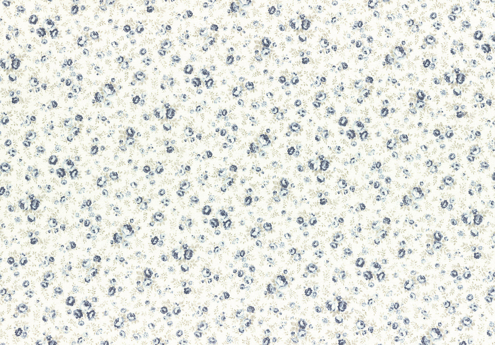 Ткань хлопок пэчворк белый голубой, мелкий цветочек цветы, Lecien (арт. 231742)