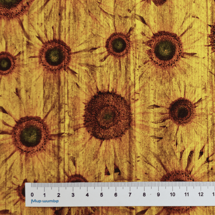 Ткань хлопок пэчворк желтый, цветы ферма осень, Benartex (арт. 10271-33)