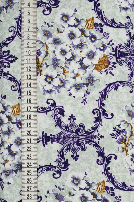 Ткань хлопок пэчворк фиолетовый серый сиреневый, цветы дамаск, ALFA (арт. 229533)