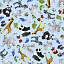 Ткань хлопок пэчворк разноцветные голубой, детская тематика животные, Blank Quilting (арт. 8988-70)