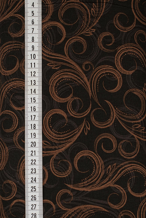 Ткань хлопок пэчворк черный коричневый, завитки, ALFA (арт. 225982)