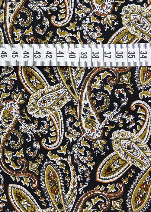 Ткань хлопок плательные ткани черный коричневый, пейсли, ALFA C (арт. 128612)