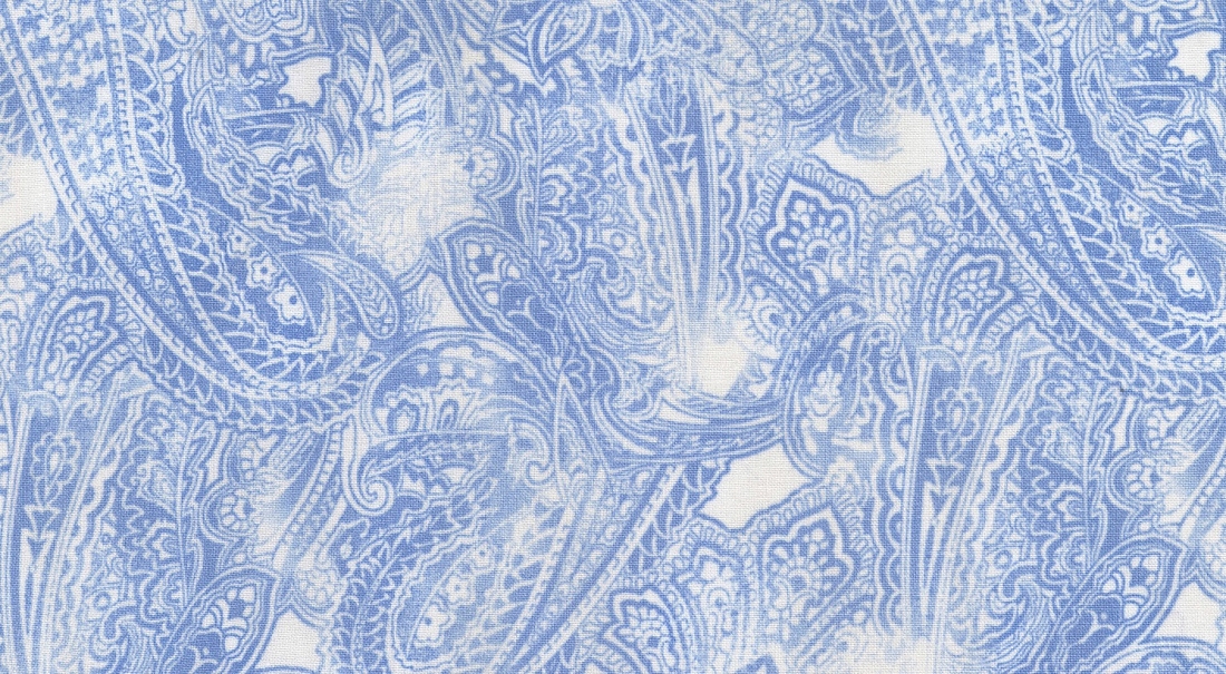 Ткань хлопок для пэчворка голубой, пейсли, Timeless Treasures (арт. BLUE-C6373 WATER)