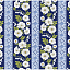 Ткань хлопок пэчворк синий белый, цветы бордюры, Benartex (арт. 9491-55)