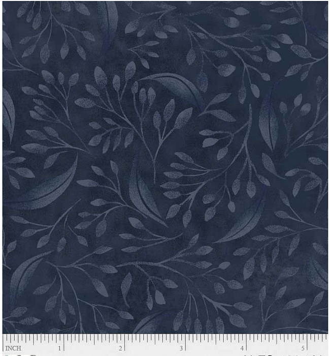 Ткань хлопок пэчворк синий, цветы флора, P&B (арт. PNBALES-4394-N)
