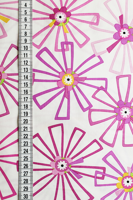 Ткань хлопок пэчворк розовый белый, цветы, ALFA (арт. 246871)