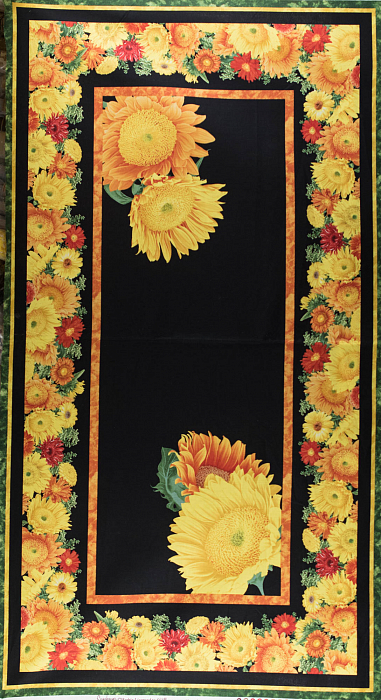 Ткань хлопок пэчворк черный, цветы, ALFA (арт. П61)