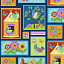 Ткань хлопок пэчворк разноцветные, птицы и бабочки цветы детская тематика, Studio E (арт. 212651)
