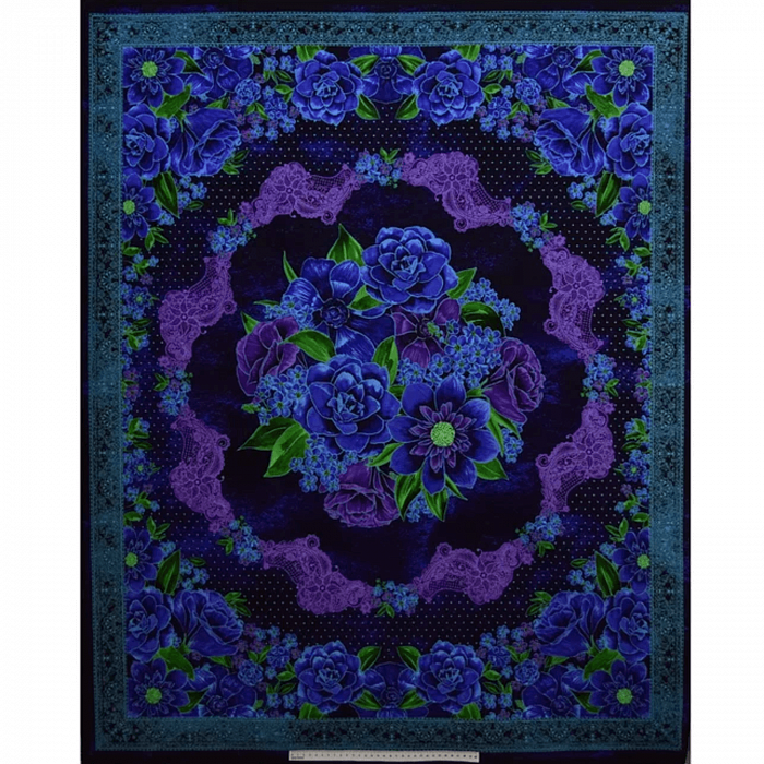 Ткань хлопок пэчворк синий, цветы, Blank Quilting (арт. 1426P-77)