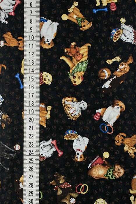 Ткань хлопок пэчворк черный разноцветные, животные, ALFA (арт. 229631)