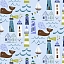 Ткань хлопок для пэчворка голубой, детская тематика морская тематика, Windham Fabrics (арт. 236902)