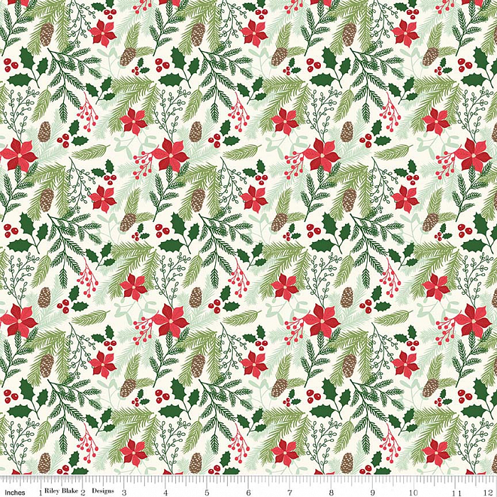 Ткань хлопок пэчворк красный зеленый белый, новый год, Riley Blake (арт. 241129)
