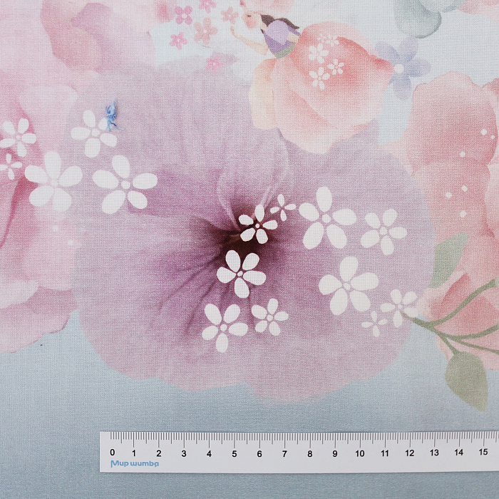 Ткань хлопок пэчворк розовый, птицы и бабочки цветы пастельные тона, Michael Miller (арт. DDC9975-PINK-D)