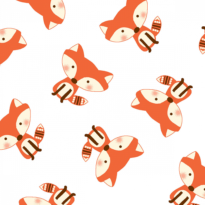 Ткань хлопок пэчворк белый оранжевый, детская тематика животные, Studio E (арт. 237234)