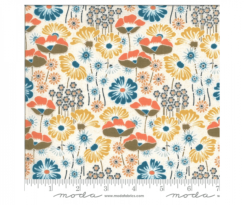 Ткань хлопок пэчворк разноцветные, цветы, Moda (арт. 30640-11)