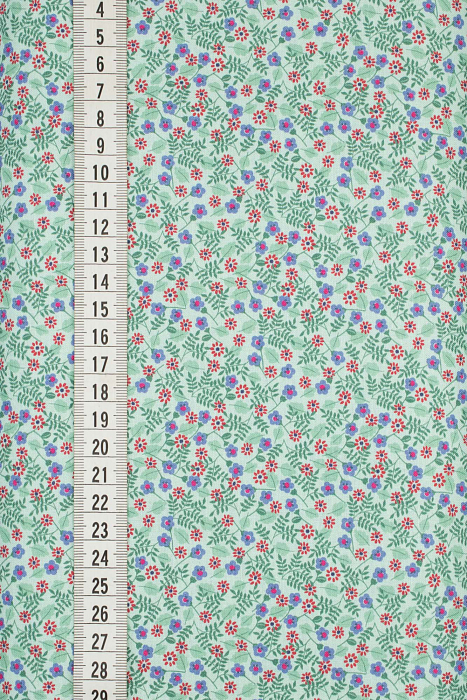 Ткань хлопок пэчворк красный бирюзовый сиреневый, мелкий цветочек, ALFA Z DIGITAL (арт. AL-Z1126 blue)